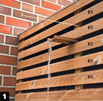 Bygg Cykelförråd: Regnvattnet leds bort. Cykelförråd